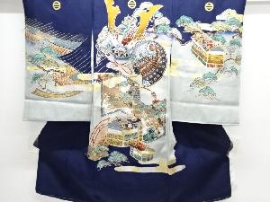 兜模様紋付男児着物(内袖・長襦袢付き)